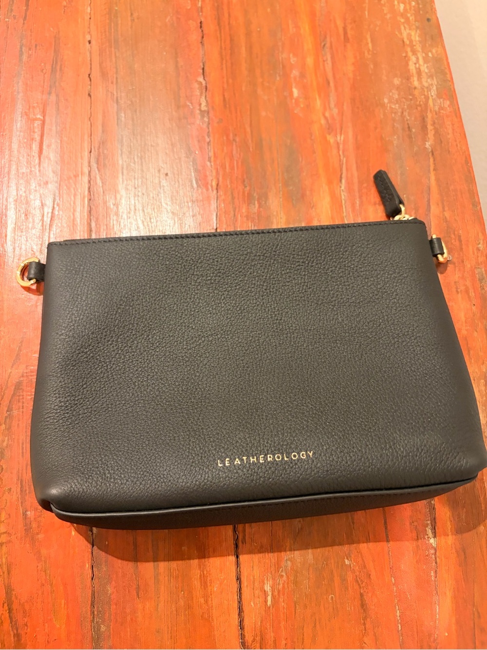 Brand New Leatherology Black Pebbled Leather Pouch Makeup Bag Purse Insert